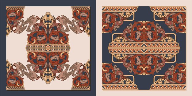 Batik javanês medieval pássaro floral e padrão para lenço e padrão de decoração de tapete ou azulejos