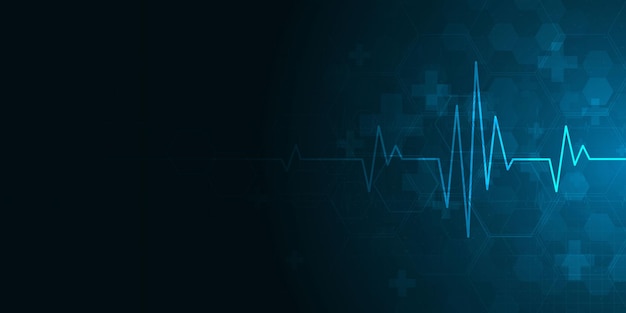 Batimento cardíaco cuidados de saúde e ciência ícone design de vetor de fundo de conceito de inovação médica.