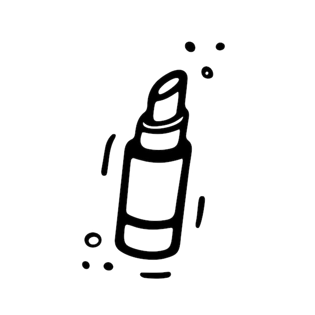Batom de ícone cosmético em estilo doodle vector ilustração plana desenhada à mão
