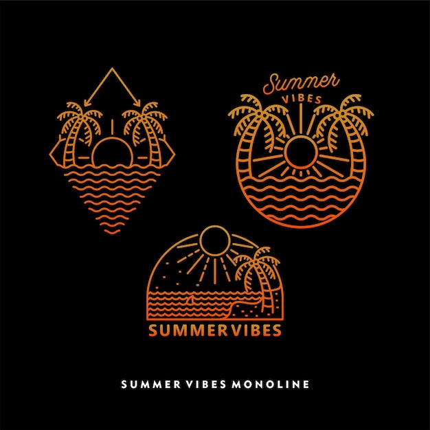 Beach summer vibes monoline design