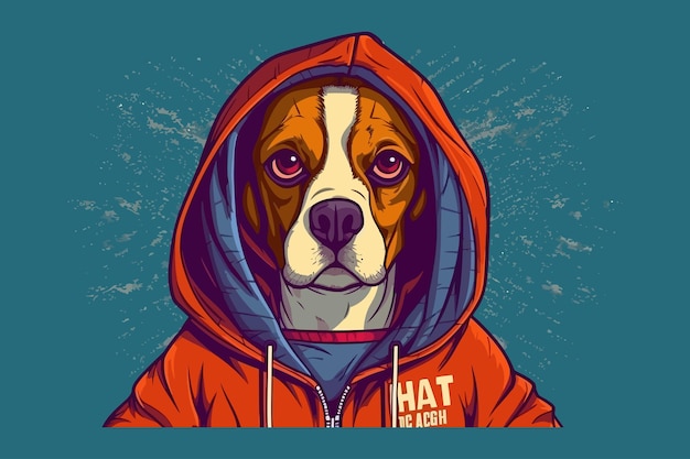 Beagle engraçado na ilustração vetorial do estilo de moda de wall street