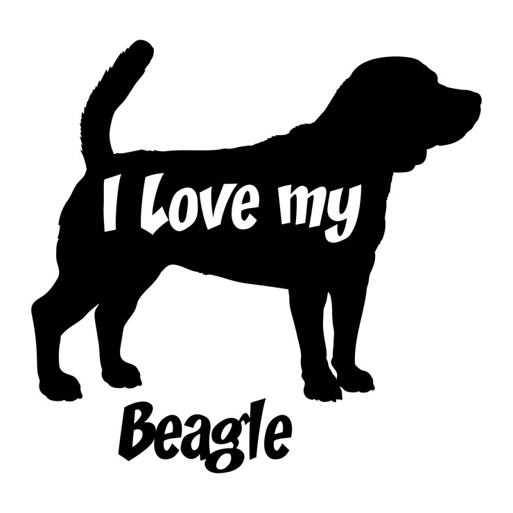 Vetor beagle eu amo meu cão silhueta de cão raças de cão logotipo cão monograma vetor