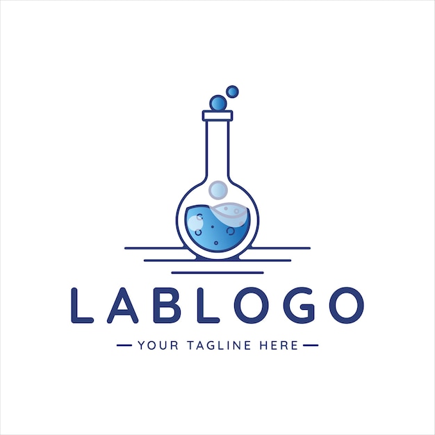 Beaker lab logotipo linha arte vetor ilustração modelo ícone design. conceito de laboratório líquido para empresa