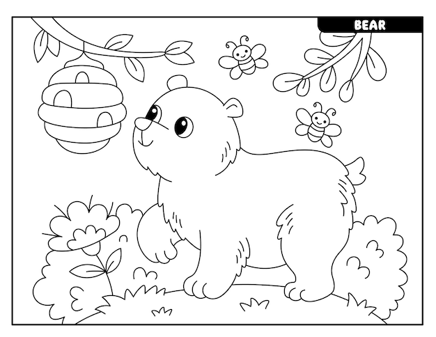 livro para colorir com uma página de bear.coloring para jogos kids