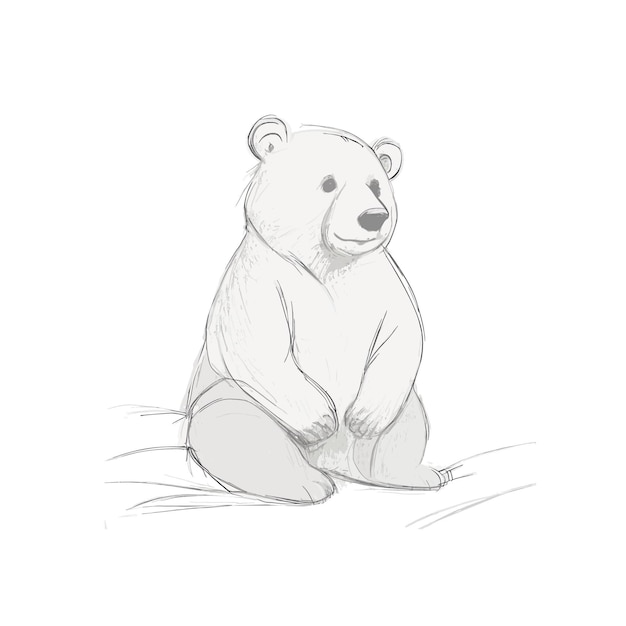 Vetor bear pencil sketch ilustração vetorial desenhada à mão minimalista