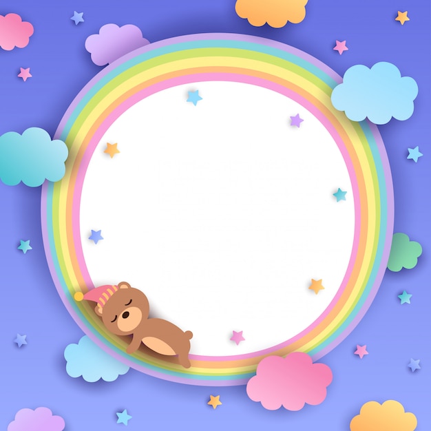 Vetor bear-rainbow-frame