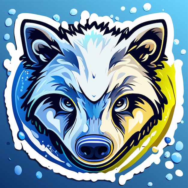 Vetor bear wolf paint splash art mascote logotipo desenhado à mão plano estiloso adesivo de desenho animado conceito de ícone isolado