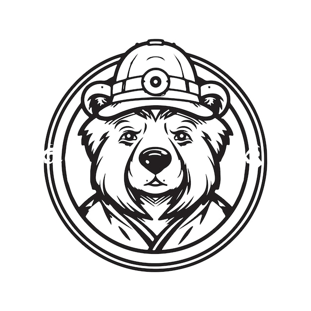 Bear zepplin conceito de logotipo vintage cor preto e branco ilustração desenhada à mão