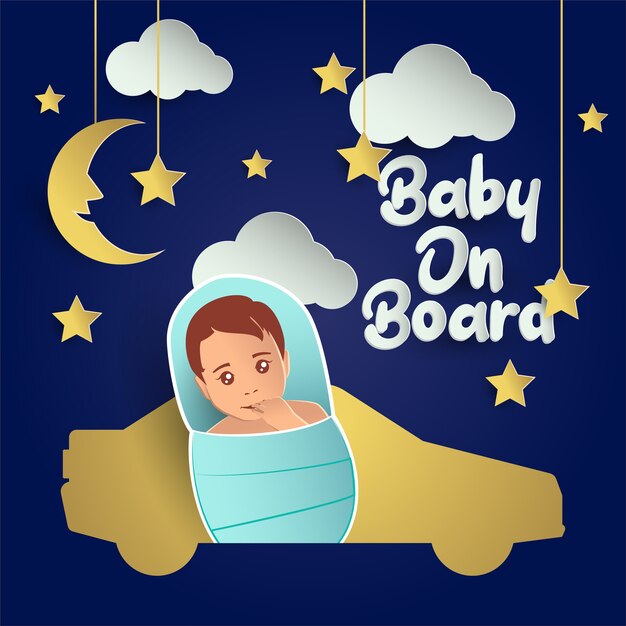 Bebê a bordo. ilustração vetorial