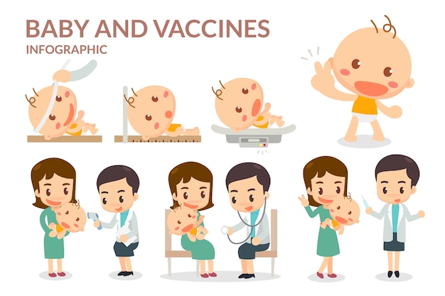 Vetor bebê e vacinas