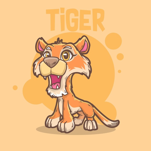 Bebê fofo animal tigre gato grande mascote dos animais selvagens logo personagem editável