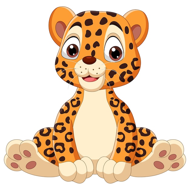 Vetor bebê fofo desenho de leopardo sentado