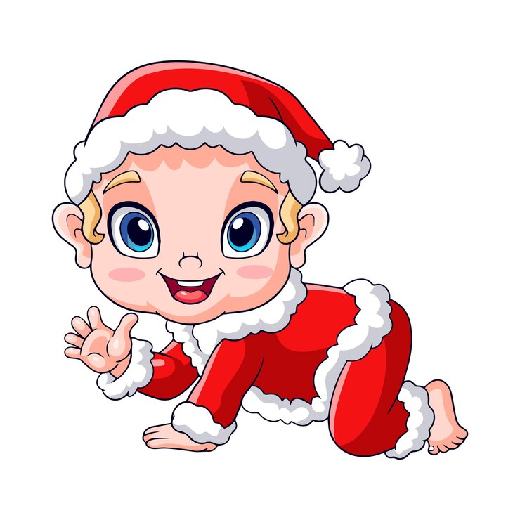 Vetor bebê fofo vestindo roupas de papai noel