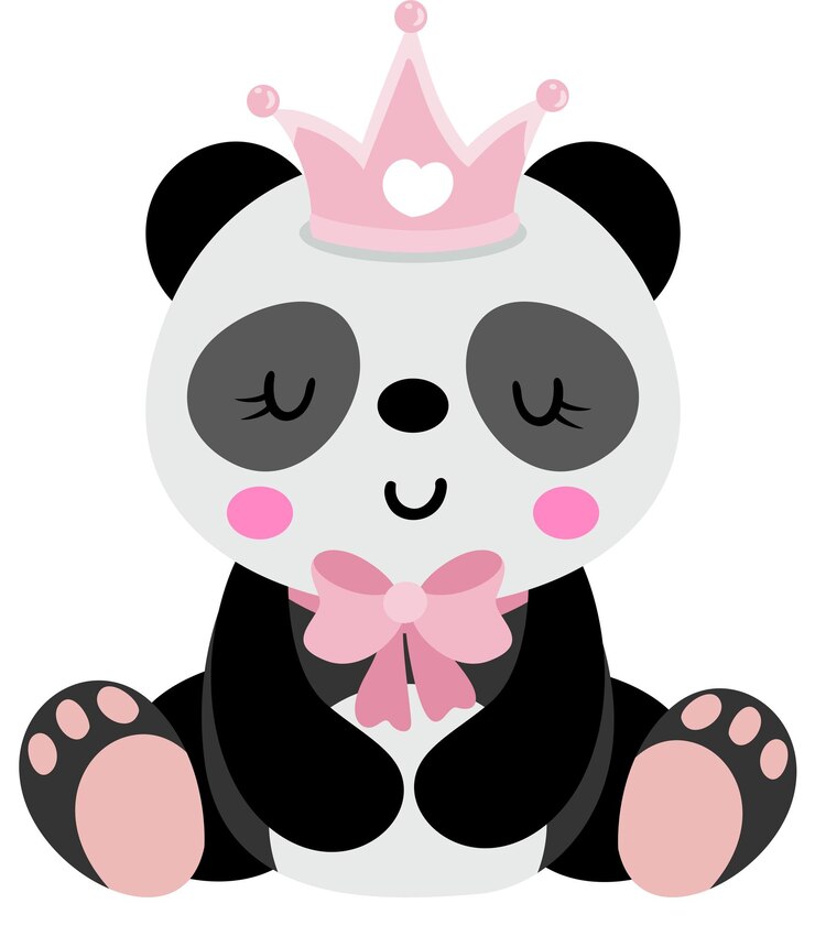 Vetor bebê panda sentada com coroa
