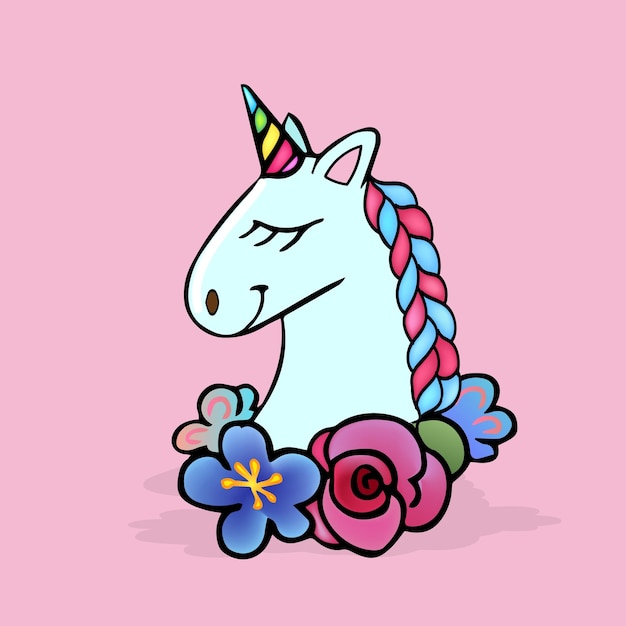 Bebê pegasus e flores. ilustração em vetor colorido para as crianças.