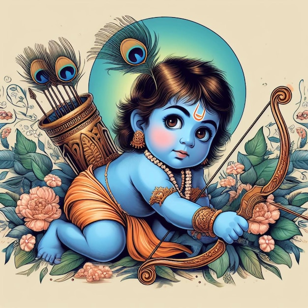 Bebê senhor ram senhor krishna vetor