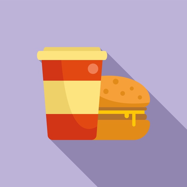 Vetor beber hambúrguer tempo ícone plano vetor comida almoço recipiente garoto