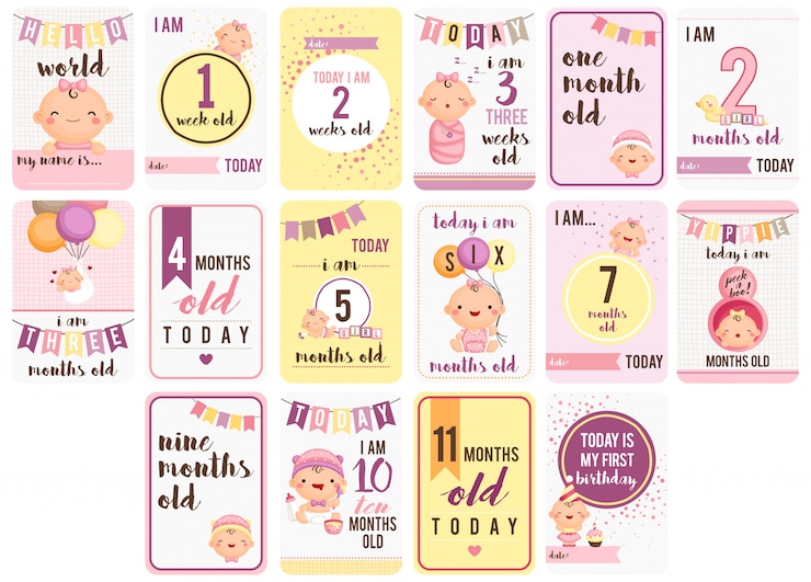 Bebés Semanas e Meses Cartões