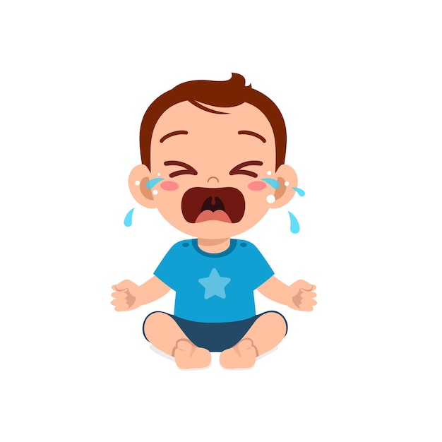 Bebezinho fofo mostrando uma expressão triste e chorando