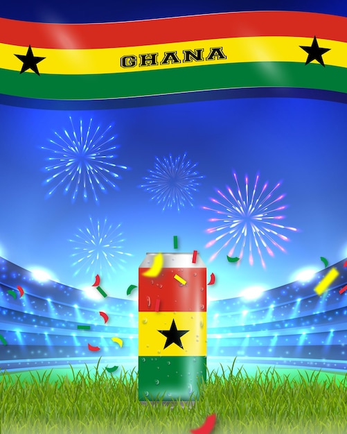 Bebida de futebol de Gana editável