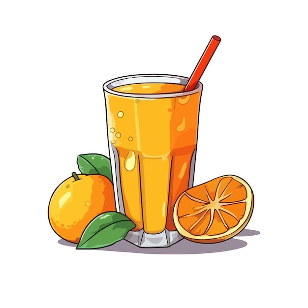 Vetor bebida de suco de desenho animado desenhada à mão em uma ilustração de desenho animado desenhada à mão de fundo branco