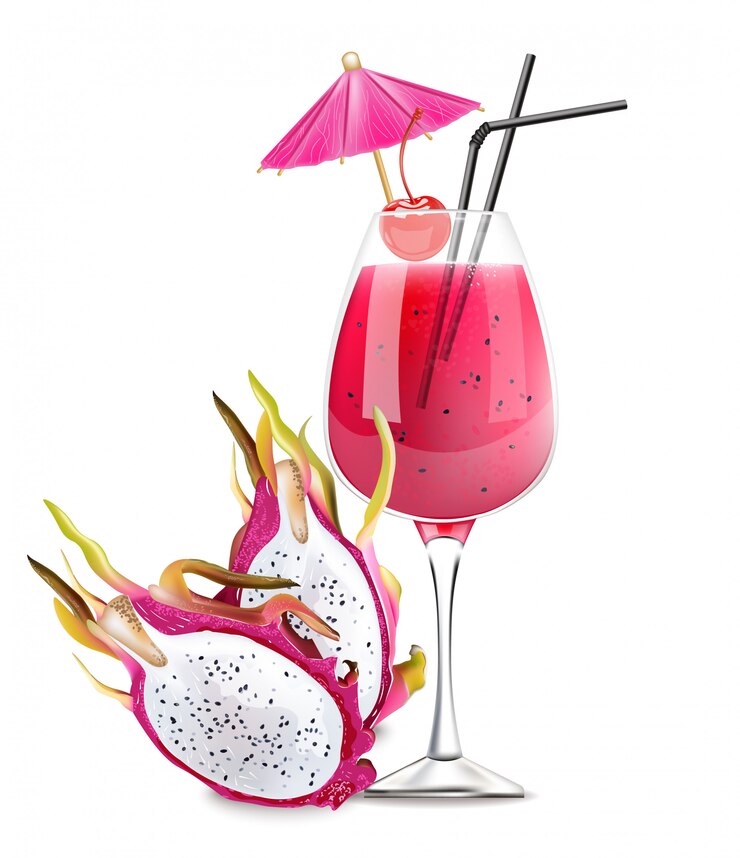 Vetor bebida de verão coquetel de frutas de dragão