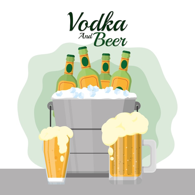 Bebidas de vodka e cerveja