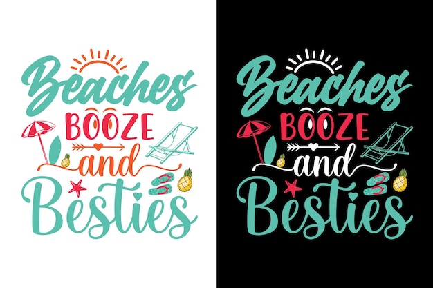 Bebidas e besties das praias. camiseta svg de praia de verão.