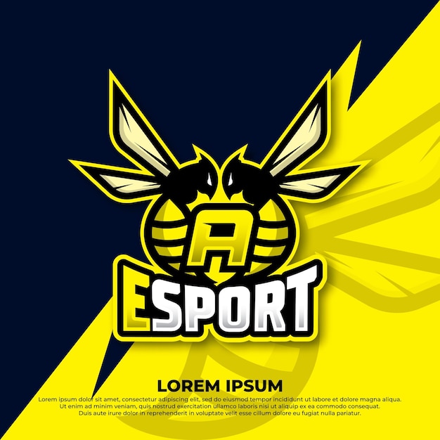 Vetor bee letter a design de logotipo hornet bee mascot esport logo design ícone de logotipo de mascote esport de abelha irritada