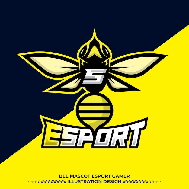 Bee letter s design de logotipo hornet bee mascot esport ilustração design logotipo de mascote esport de abelha irritada