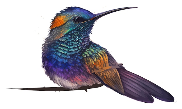 Vetor beija-flor em voo desenho em aquarela de colibri ou beija-flor estilo aquarela vetor