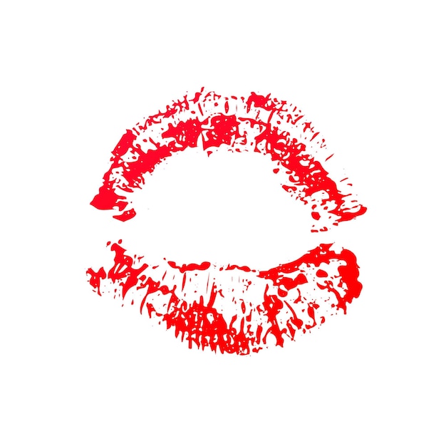 Beijo de batom vermelho no fundo branco impressão dos lábios impressão do tema do dia dos namorados ilustração vetorial de marca de beijo fácil de editar modelo para cartão de saudação cartaz banner flyer rótulo etc