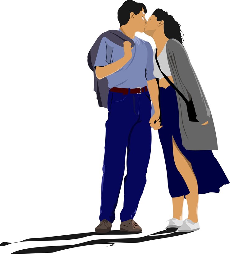 Vetor beijos casal ilustração vetorial