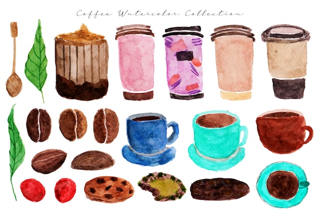 Bela coleção de aquarela de café