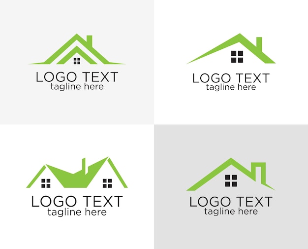 Vetor bela coleção de logotipo verde imobiliário