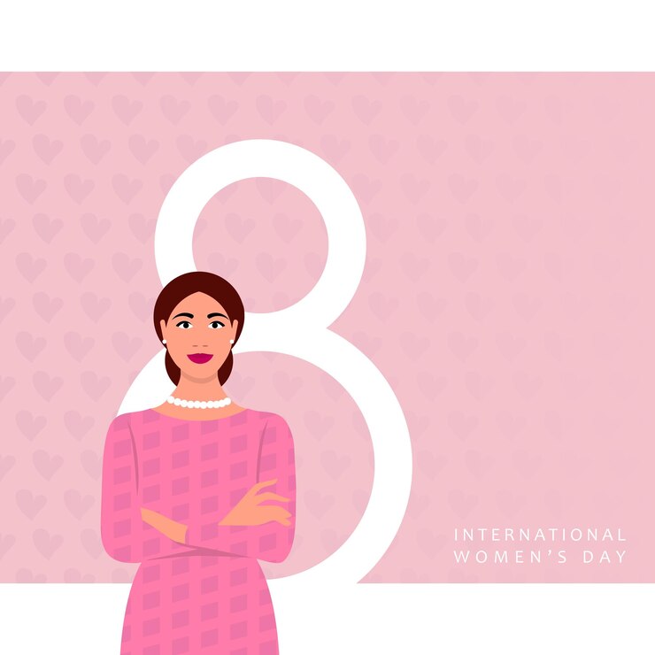 Vetor bela dama no post de feliz dia da mulher para 8 de março
