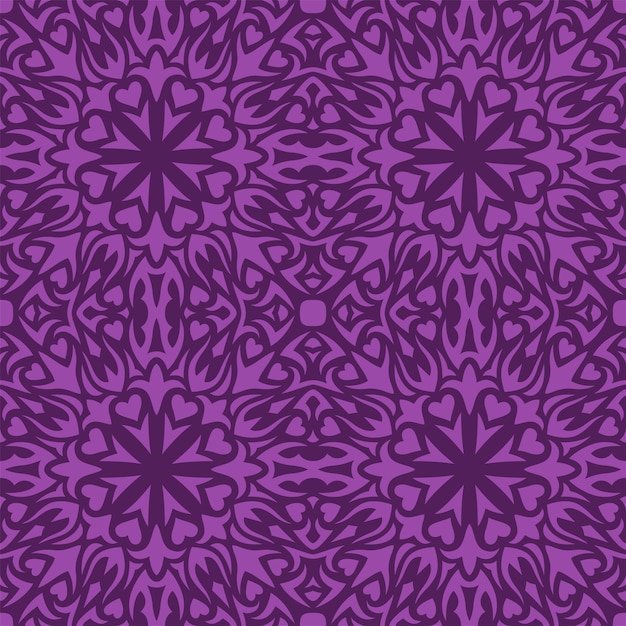 Bela ilustração vetorial de dia dos namorados com padrão abstrato roxo vintage sem costura