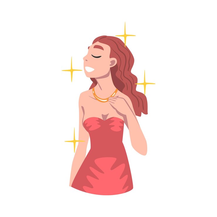 Vetor bela jovem mulher garota com expressão facial sonhadora emoções e sentimentos humanos ilustração vetorial de desenho animado