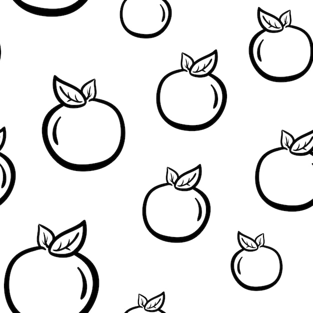 Bela mão desenhada ícone de frutas da moda padrão sem emenda. esboço preto desenhado de mão. sinal / símbolo / doodle. isolado em um fundo branco. design plano. ilustração vetorial.