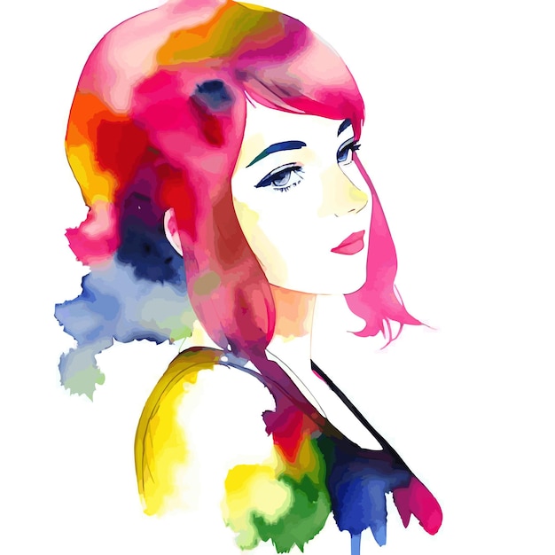 Bela mulher aquarela generativa ai