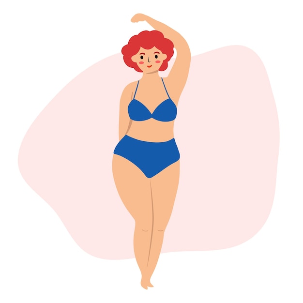 Bela mulher em biquíni posando Corpo positivo e amar o seu corpo