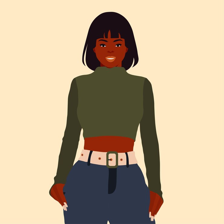Vetor bela mulher negra em elegante estilo de arte vetor