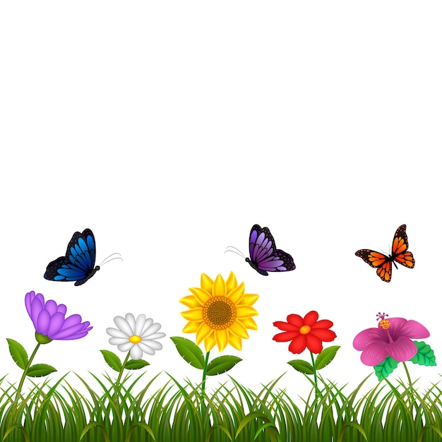 bela vista com a flor diferente e um pouco de borboleta