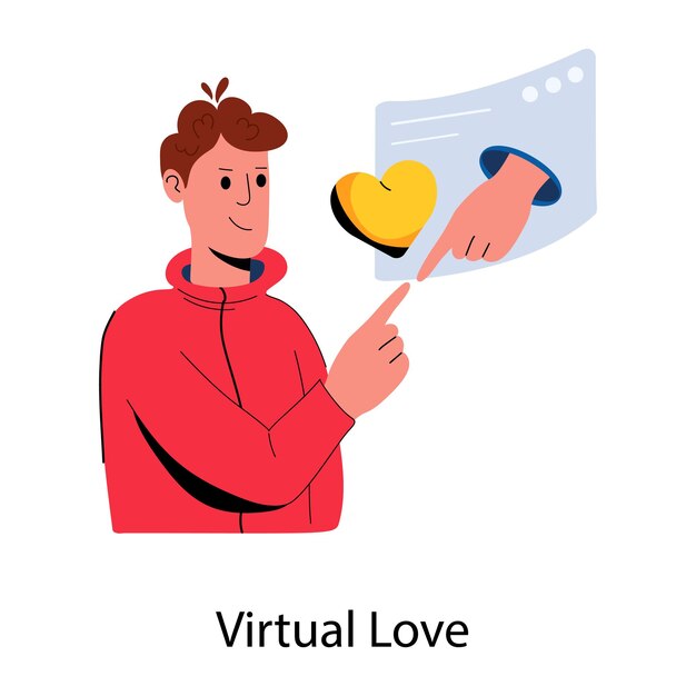 Vetor belamente projetado ícone plano de amor virtual