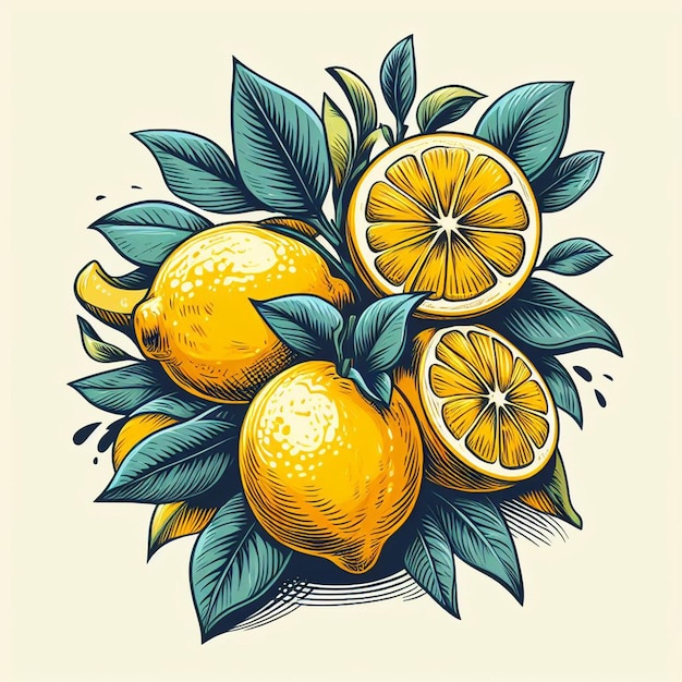 Belas cores frescas limão limão frutas suculentas papel de parede ilustração vetorial ilustração de desenho