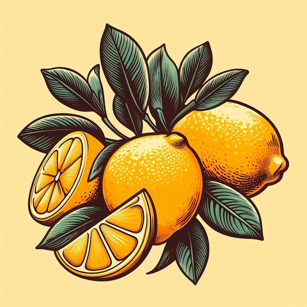 Belas cores frescas limão limão frutas suculentas papel de parede ilustração vetorial ilustração de desenho