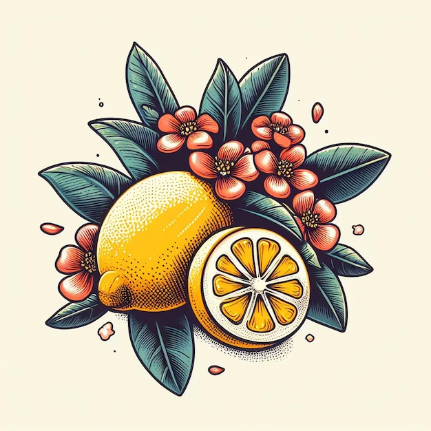 Belas cores frescas limão limão frutas suculentas papel de parede ilustração vetorial ilustração de desenho