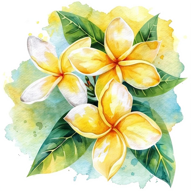 Belas flores de Plumeria de cor amarela