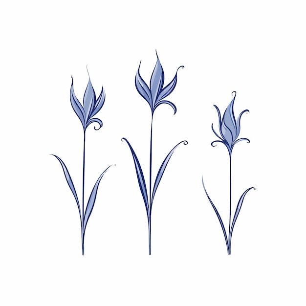 Belas ilustrações de sinos azuis em estilo de contorno adequadas para desenhos com temas de primavera