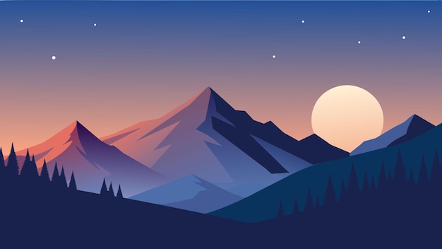 Belas paisagens de inverno nas montanhas Ilustração vetorial plana Fundo natural